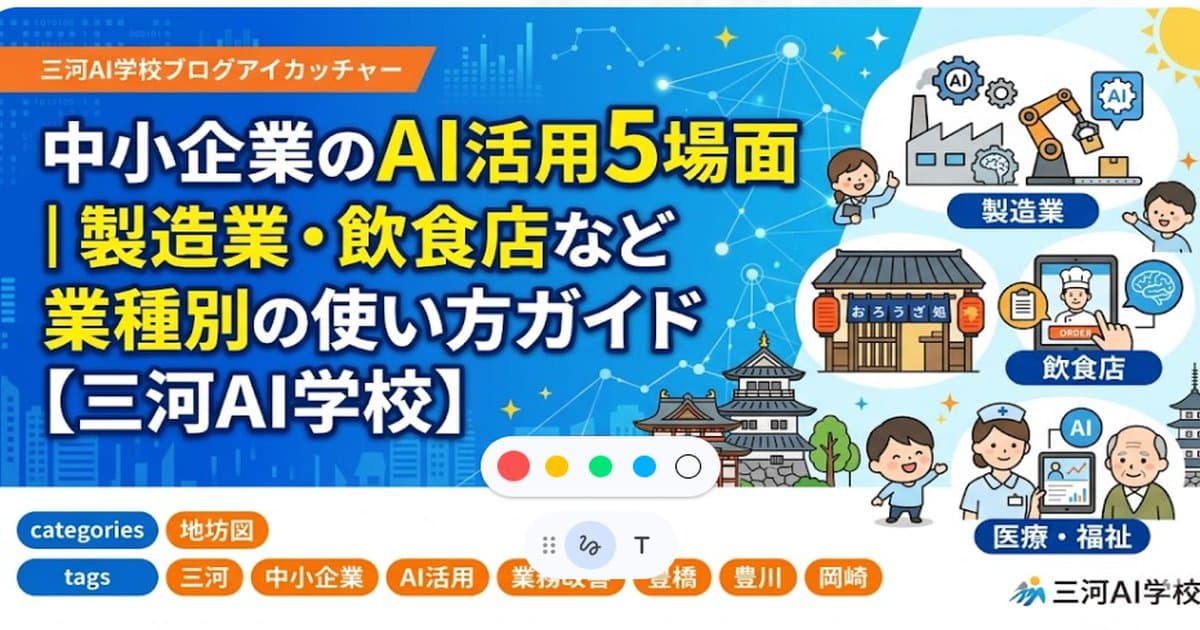 中小企業のAI活用5場面|製造業・飲食店など業種別の使い方ガイド【三河AI学校】
