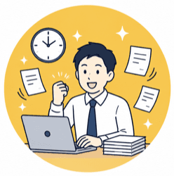 チャットAIを仕事で使う人のイラスト