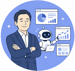 AIエージェントに仕事を任せる人のイラスト